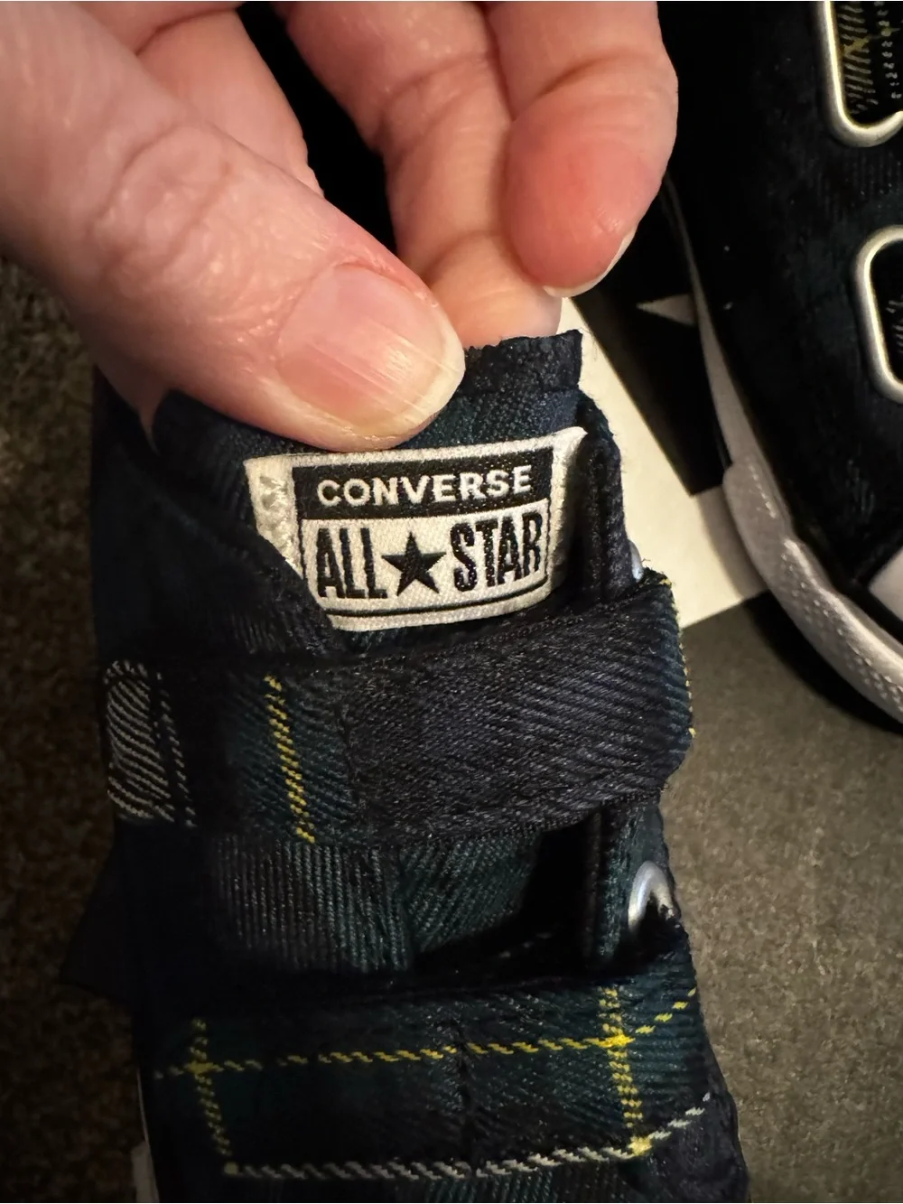 New Converse Chuck Taylor Green Plaid Toddler Boys Sz 10 10T Velcro straps